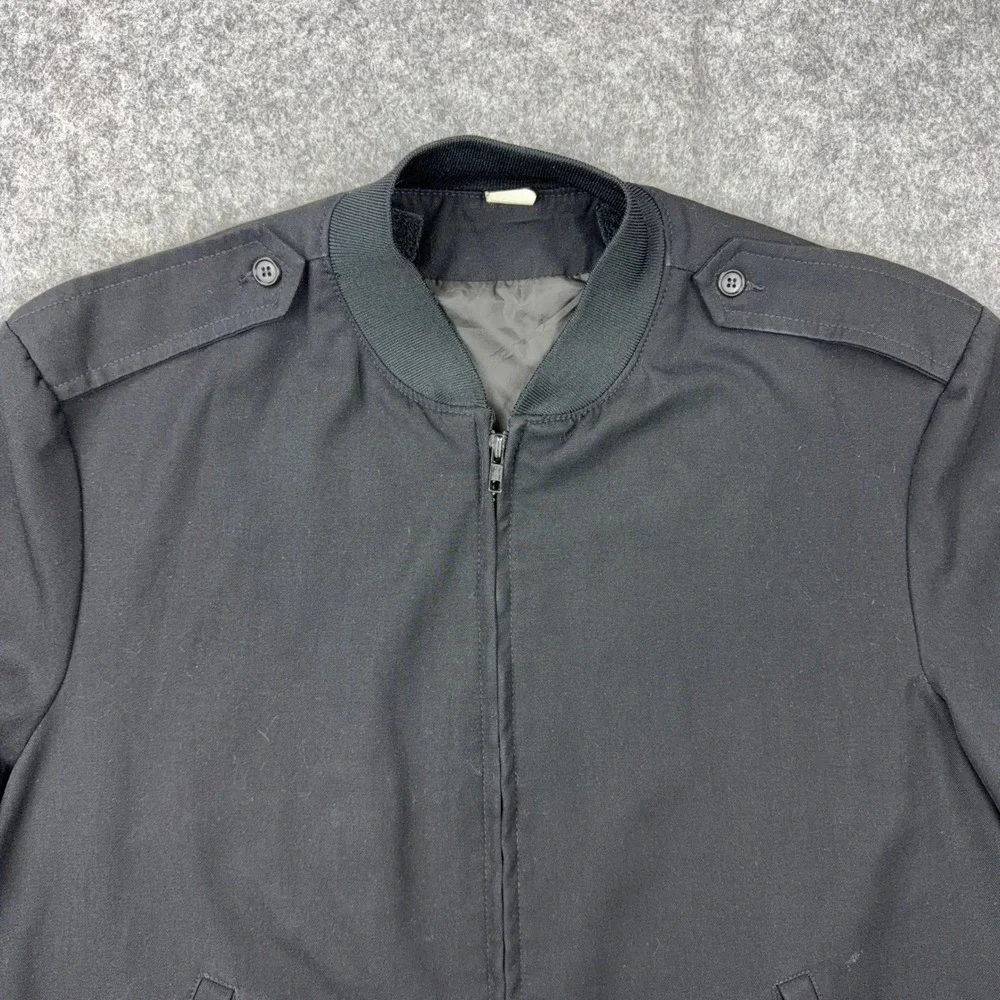 VTG Military Bomber Jacket Mens 46 Long Black Neptune Garment Co Wool Blend USA